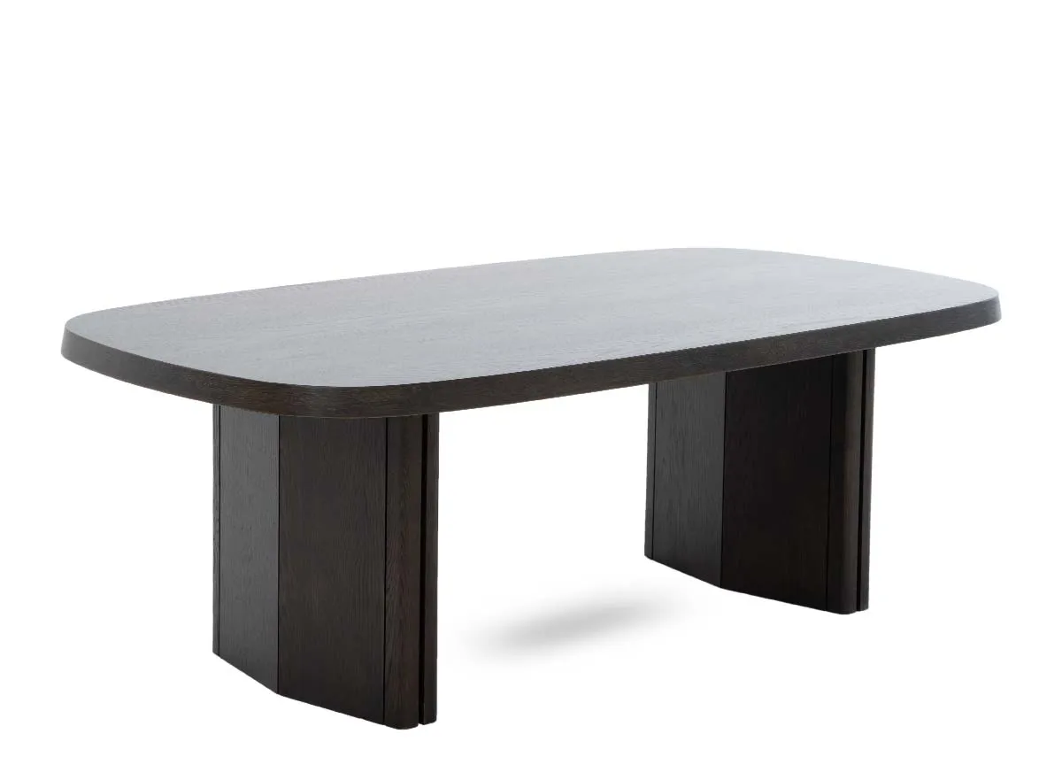 A dark brown coffee table from EZ Livings Rimini range. Angled view