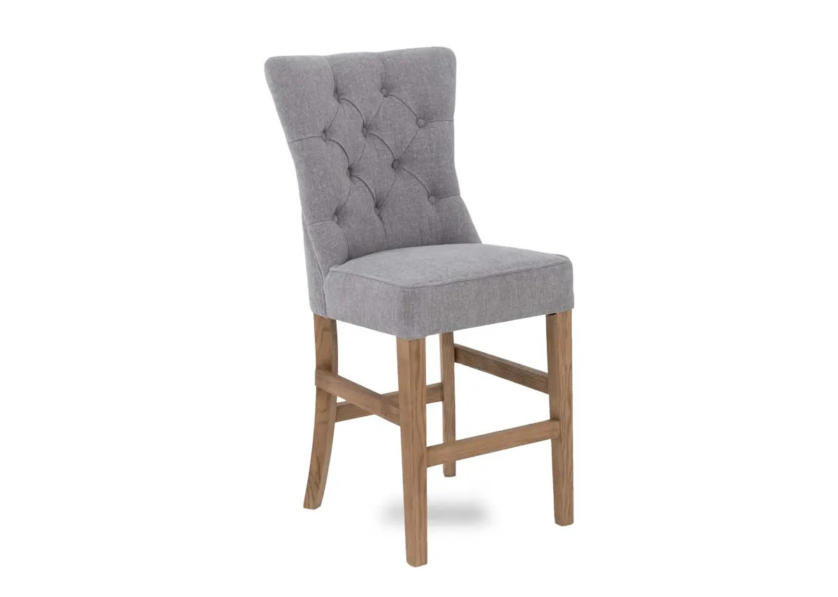 Light Grey Fabric Counter Bar Stool - Clara