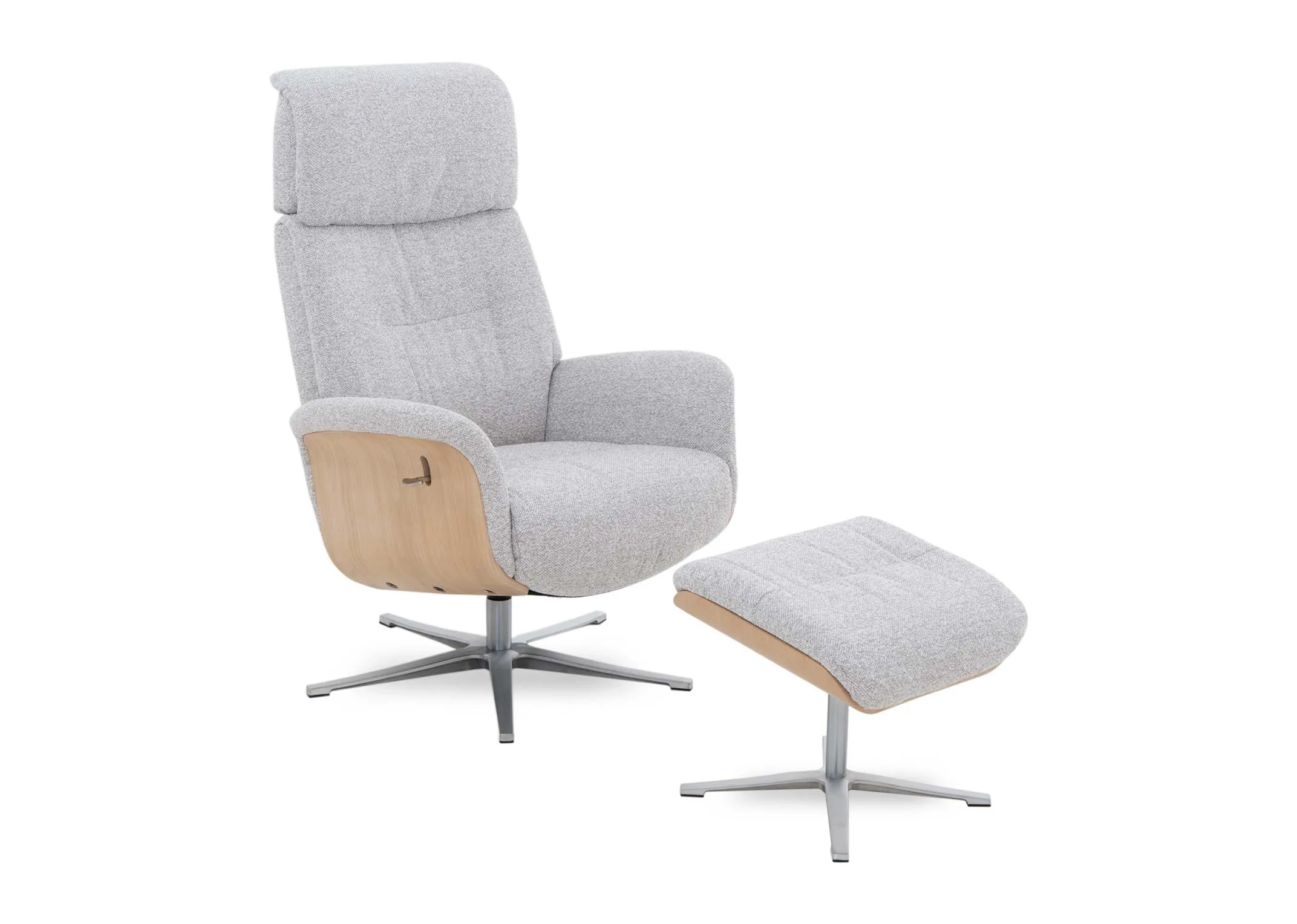 Light Grey Fabric Recliner & Footstool - Sonesta