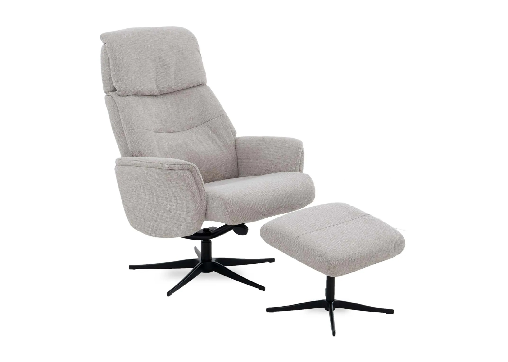 Beige Fabric Recliner & Footstool - Ritz