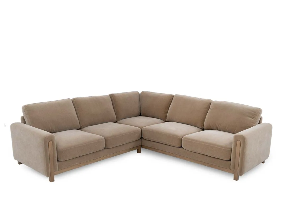 Large Mink Fabric Corner Sofa - Miller