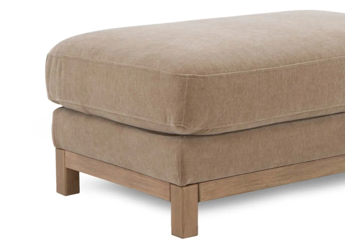 A large mink footstool from EZ Livings Miller range.Closeup of fabric