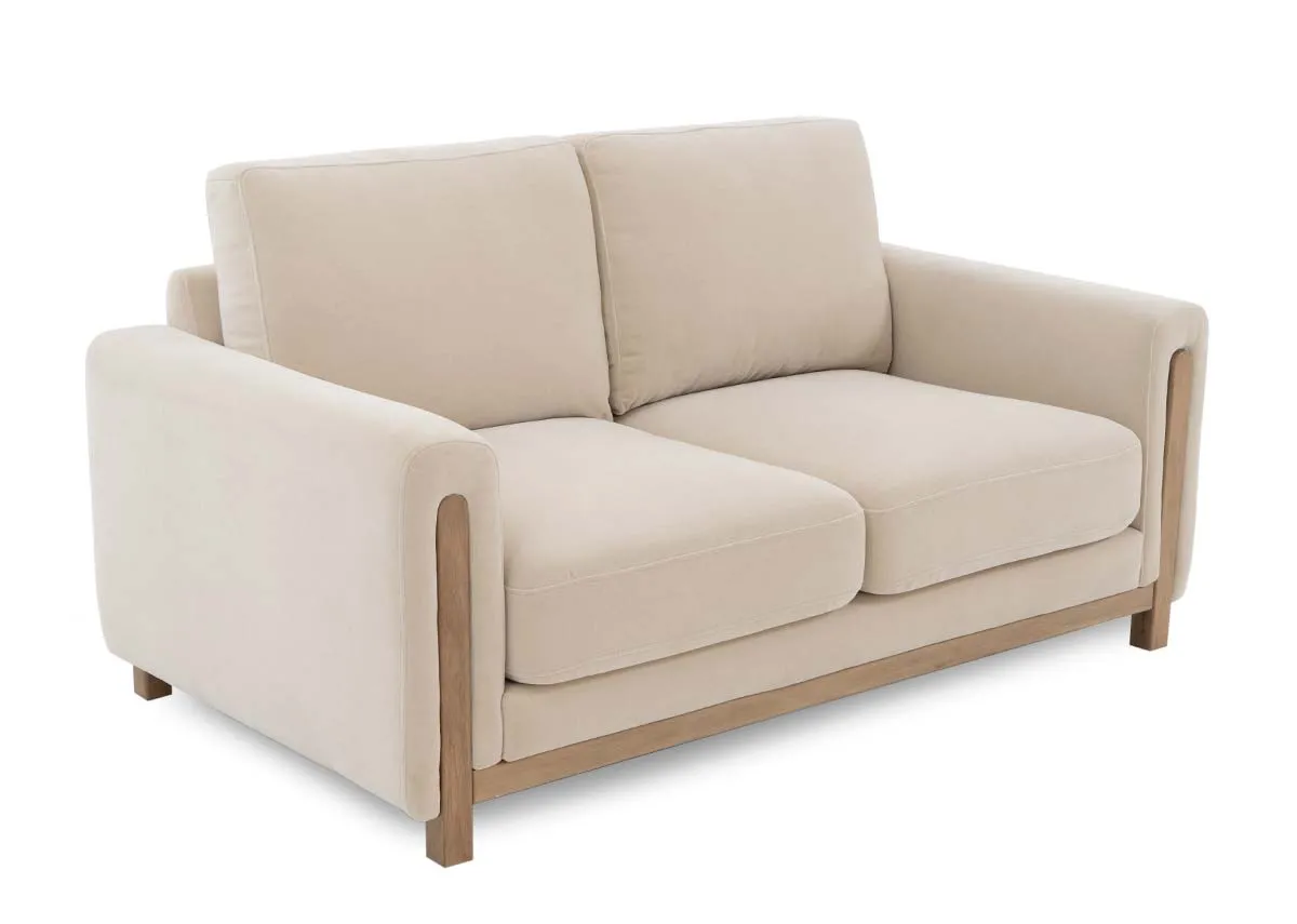 2 Seater Cream Fabric Sofa - Miller