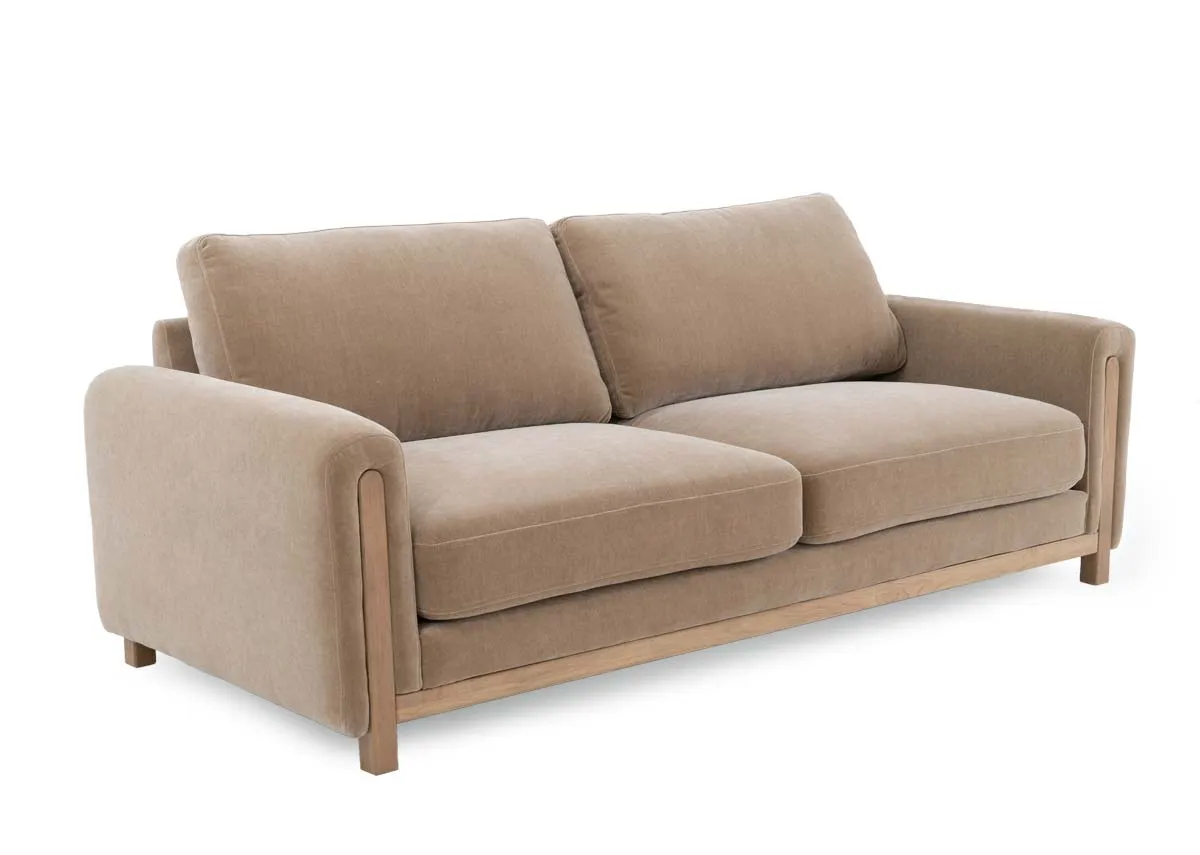 3 Seater Mink Fabric Sofa - Miller