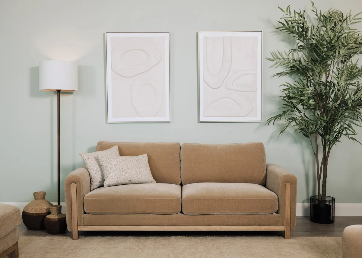 3 Seater Mink Fabric Sofa - Miller