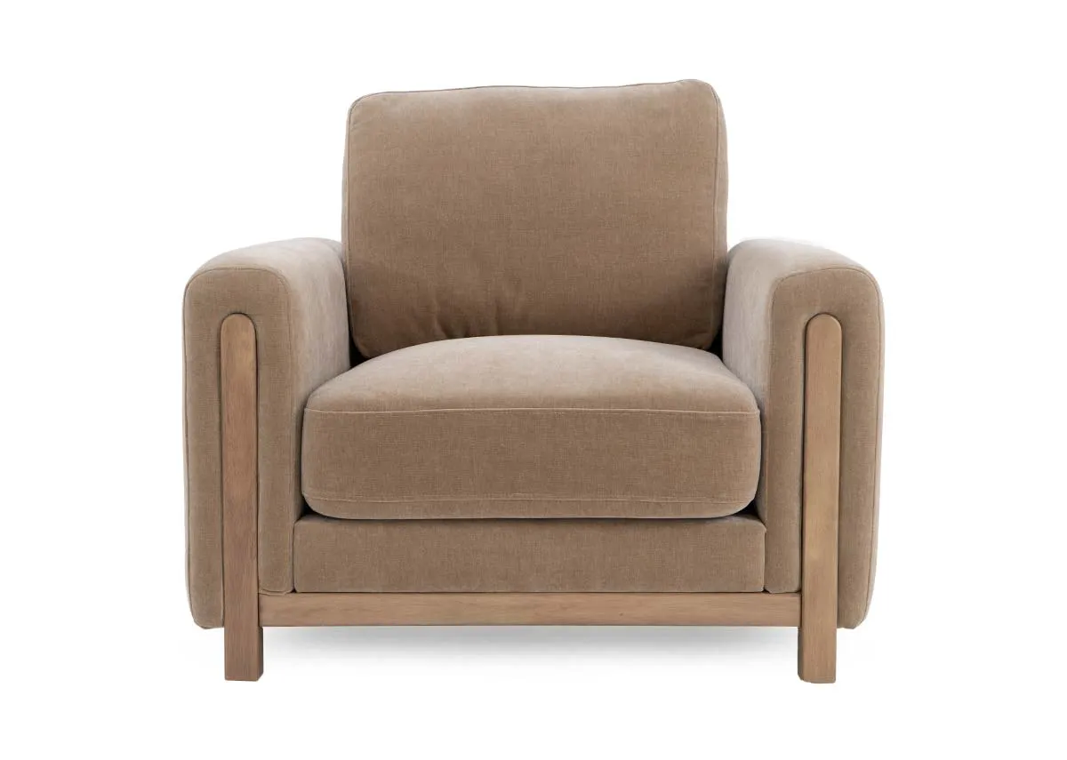A dimension image of the Milelr mink armchair with 102cm x 98cm x 87cm