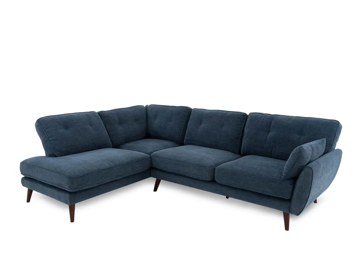 Denim Blue Fabric LHF Corner Chaise with Free Footstool - Caoimhe