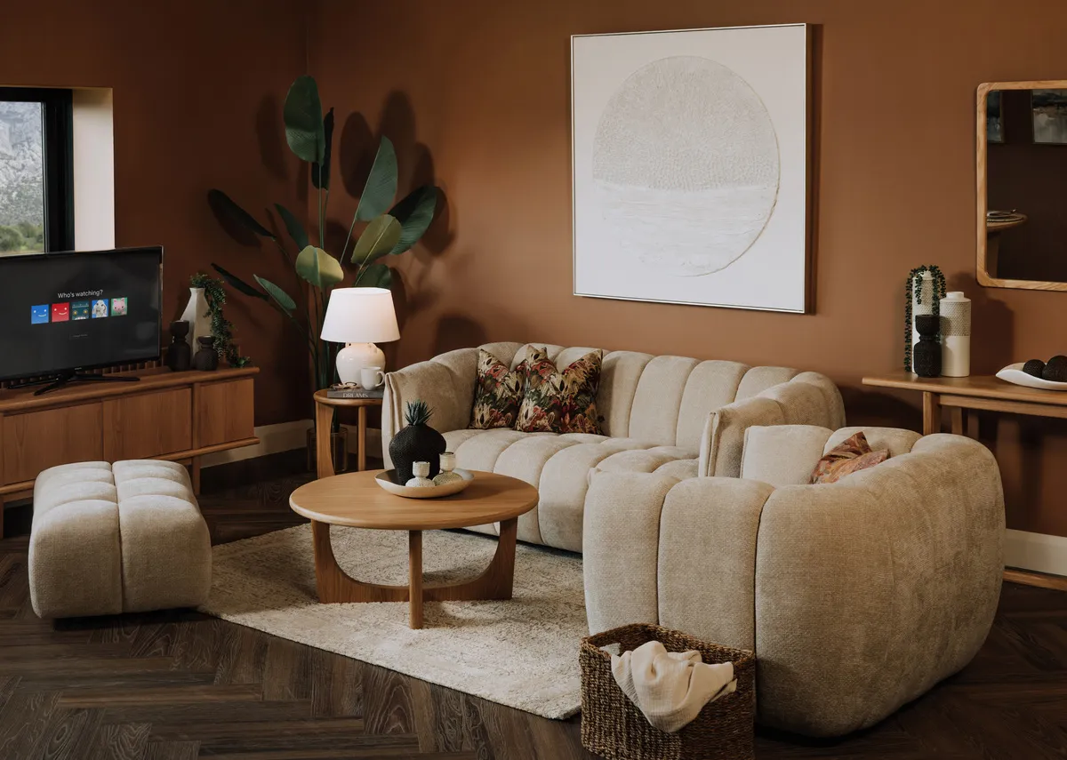 Ivory Fabric Footstool - Matera