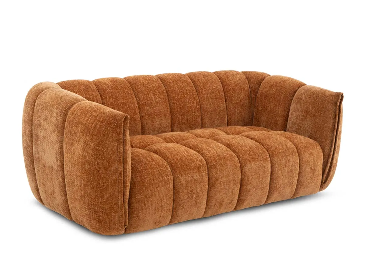 2 Seater Rust Orange Fabric Sofa - Matera