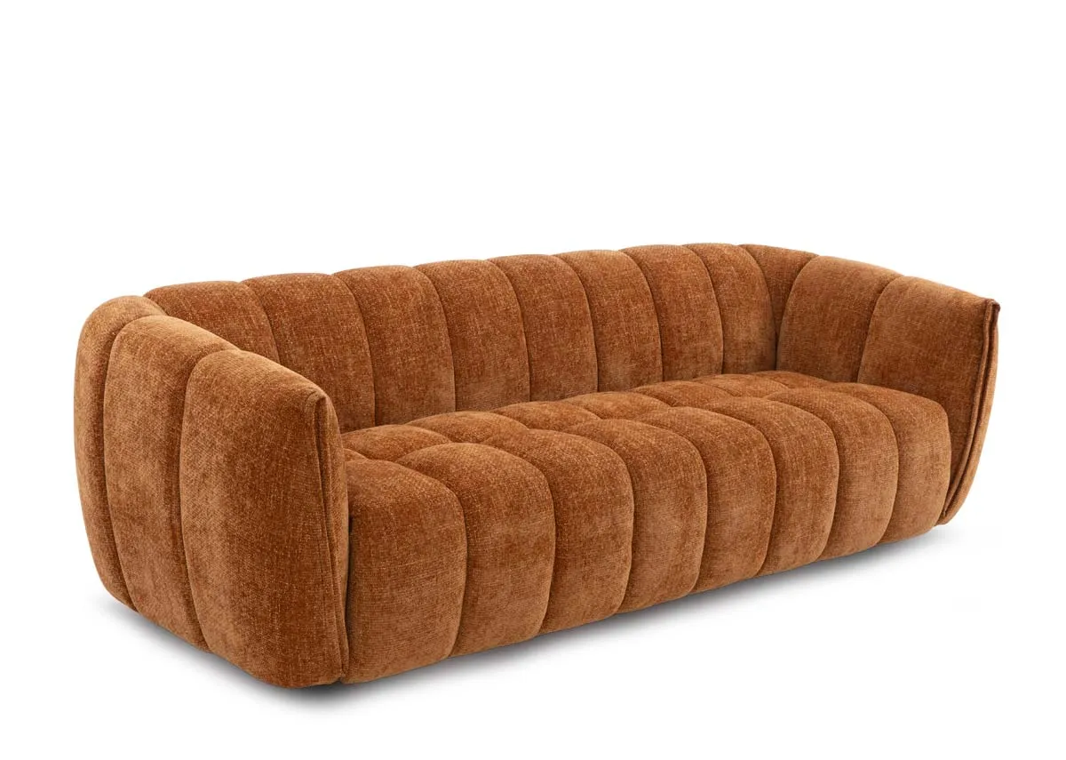 4 Seater Rust Orange Fabric Sofa - Matera
