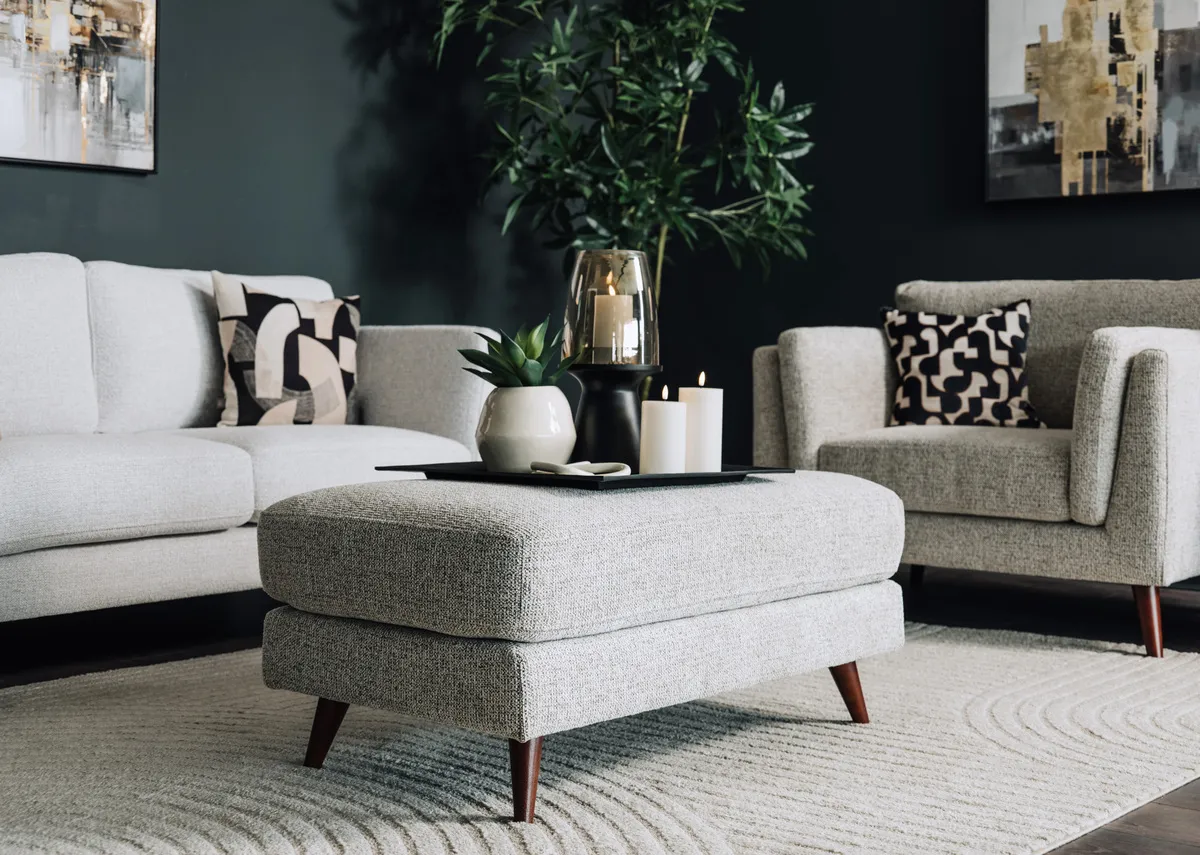 Large Brown Accent Fabric Footstool - Bailey