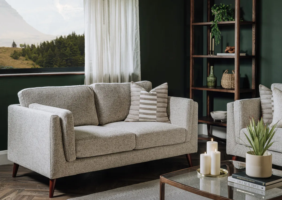 2 Seater Light Brown Fabric Sofa - Bailey