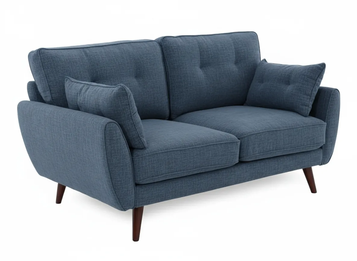 2 Seater Denim Blue Fabric Sofa - Caoimhe