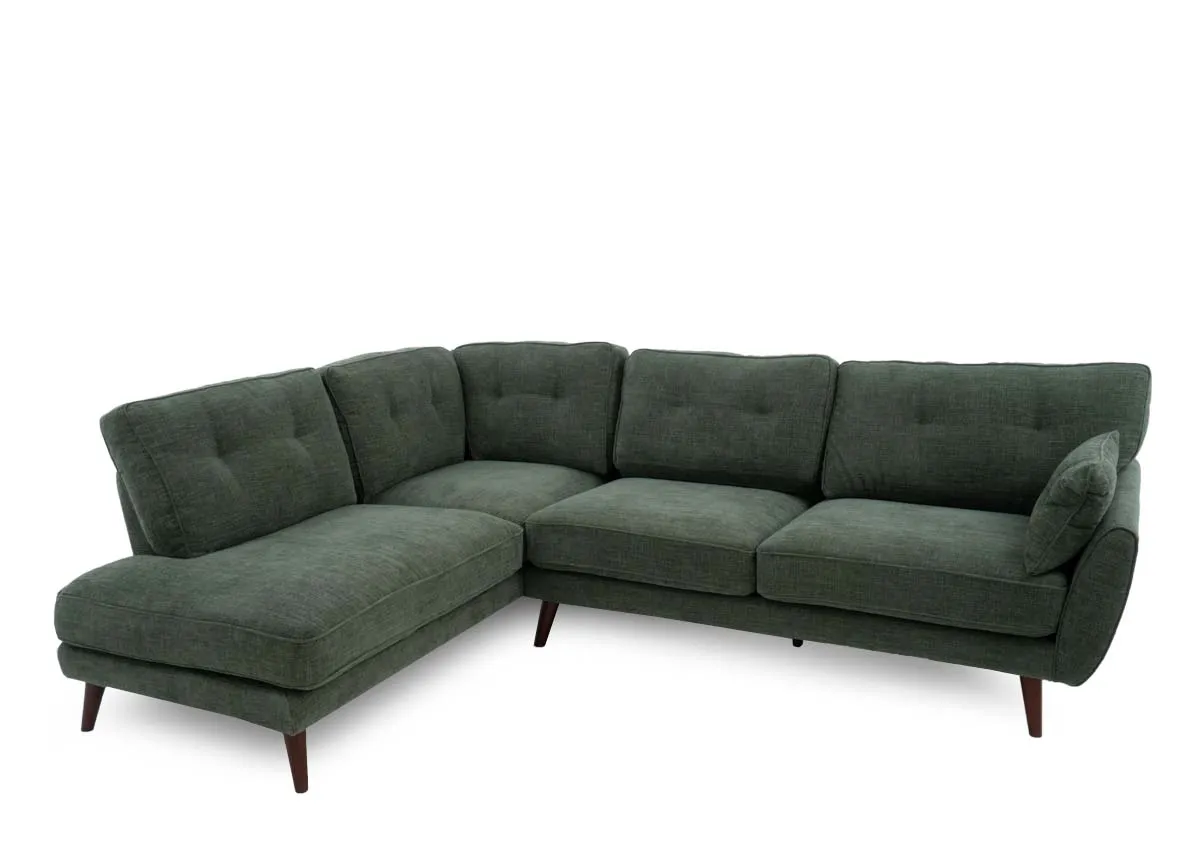 Green Fabric LHF Corner Chaise with Free Footstool - Caoimhe