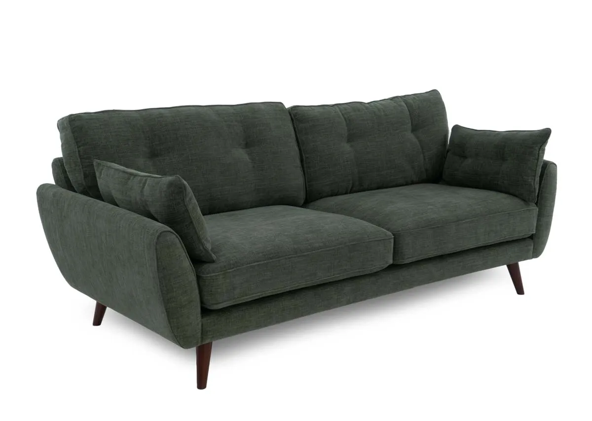 3 Seater Green Fabric Sofa - Caoimhe