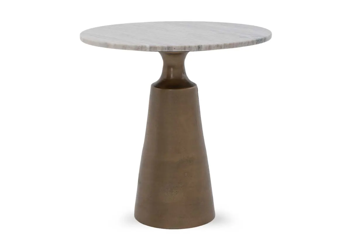 Brass Side Table with Marble Top - Pyramid