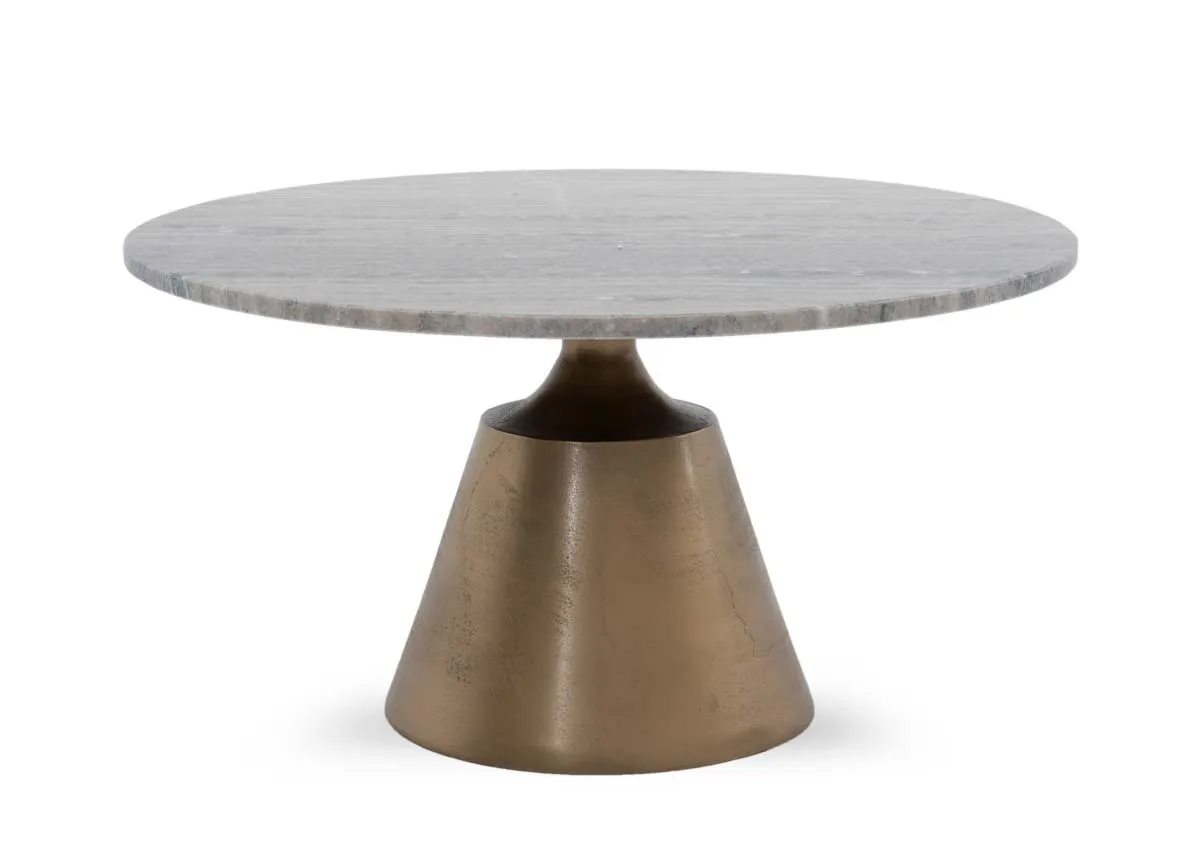 Brass Coffee Table with Marble Top - Pyramid