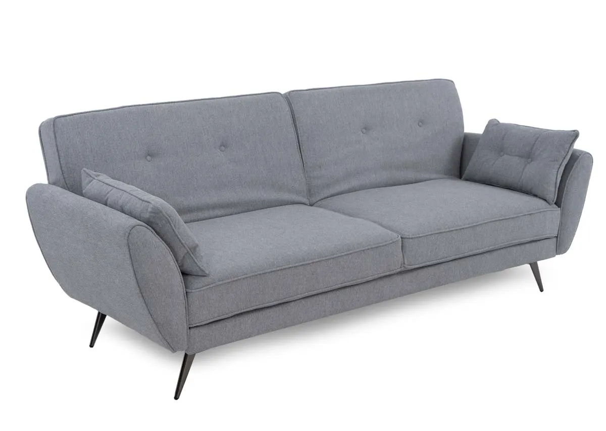 3 Seater Light Grey Fabric Sofa Bed - Chloe