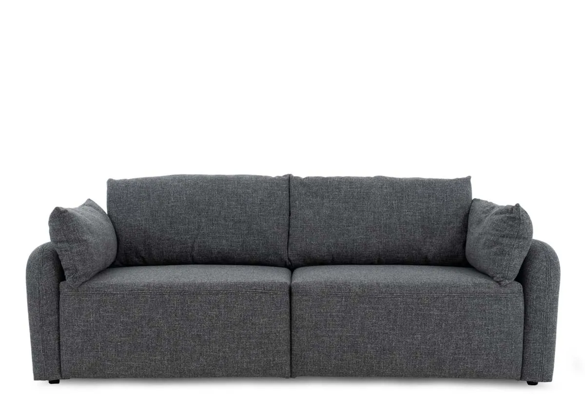 A grey fabric sofa bed from EZ Livings Brooks range. Side view