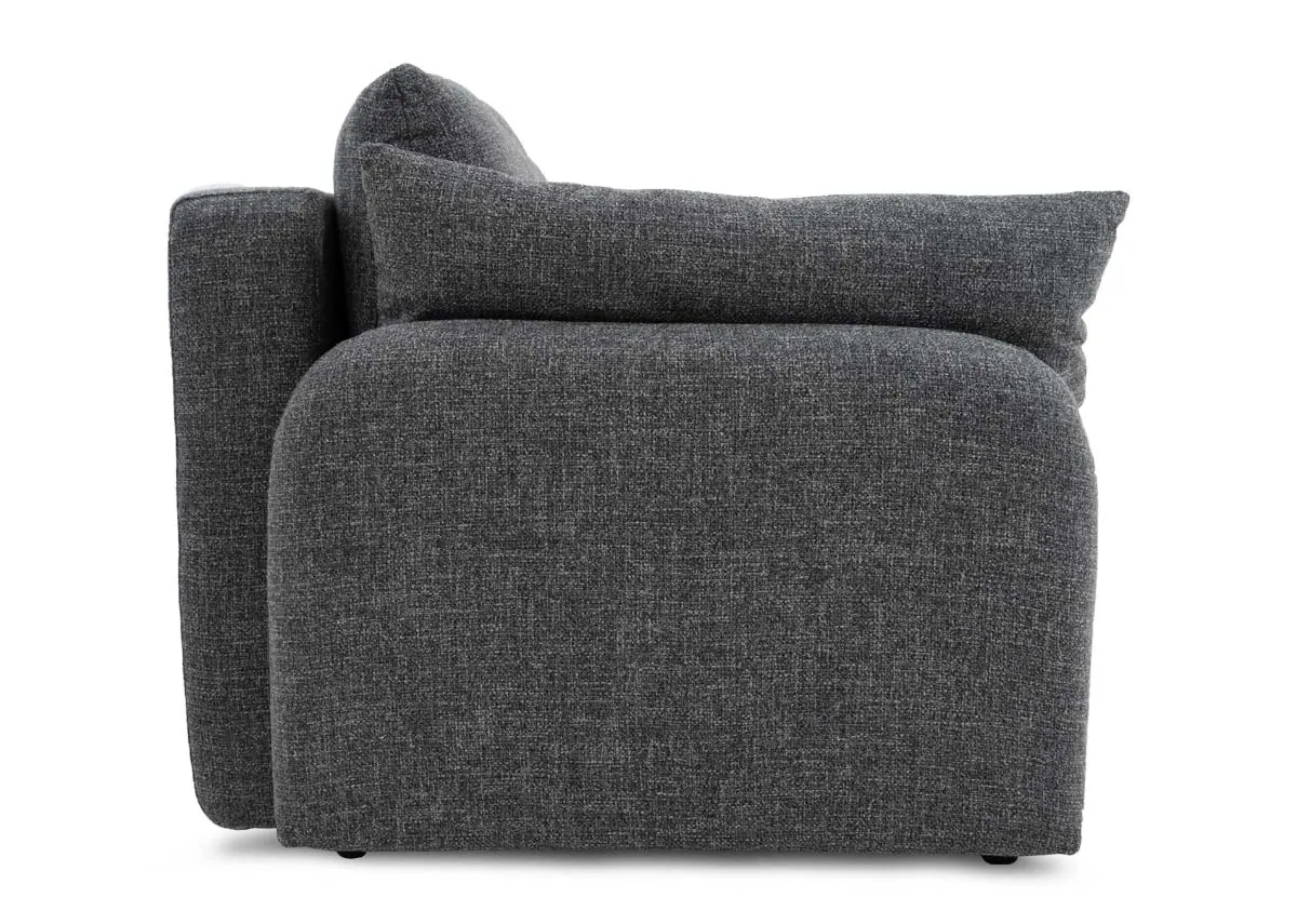 A grey fabric sofa bed from EZ Livings Brooks range. Back view
