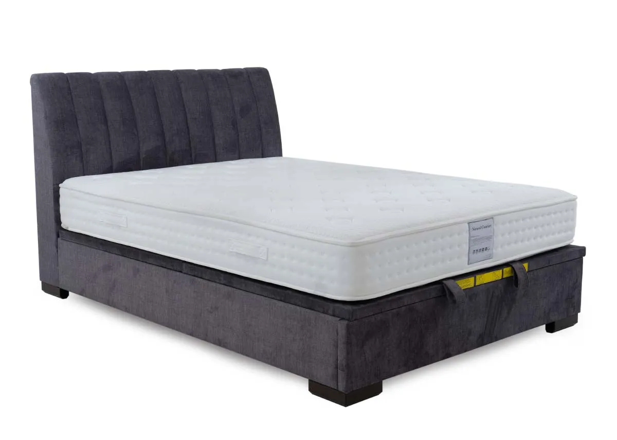 King Size (5ft) Grey Fabric Ottoman Bed - Lancelot