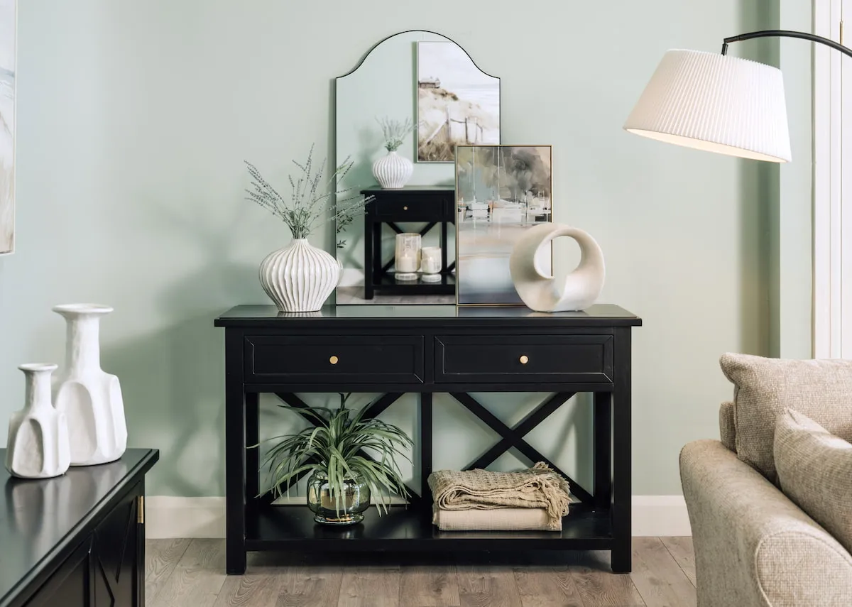 2 Drawer Black Hall Table - Hampton
