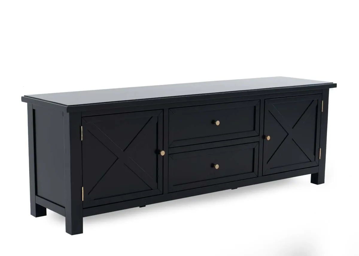 2 Door 2 Black TV Unit - Hampton