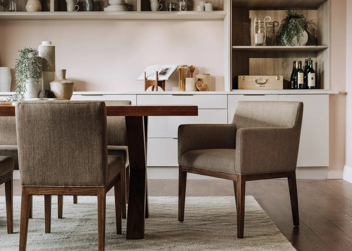 Coffee Fabric Dining Armchair - Davos