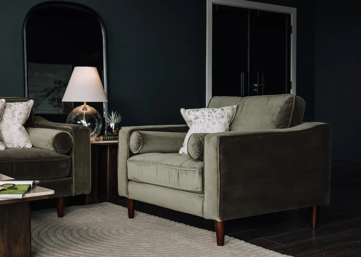 Green Velvet Armchair - Genoa