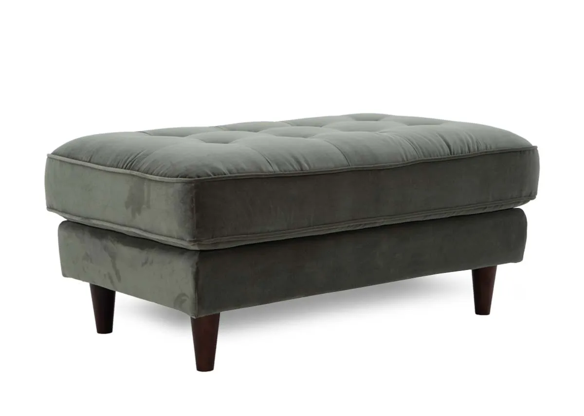 Large Green Velvet Footstool - Genoa