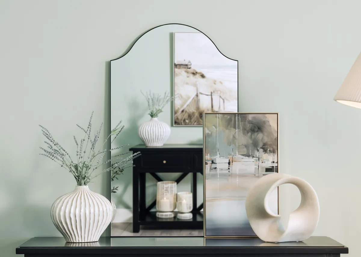 60cm x 100cm Black Wall Mirror - Nadia