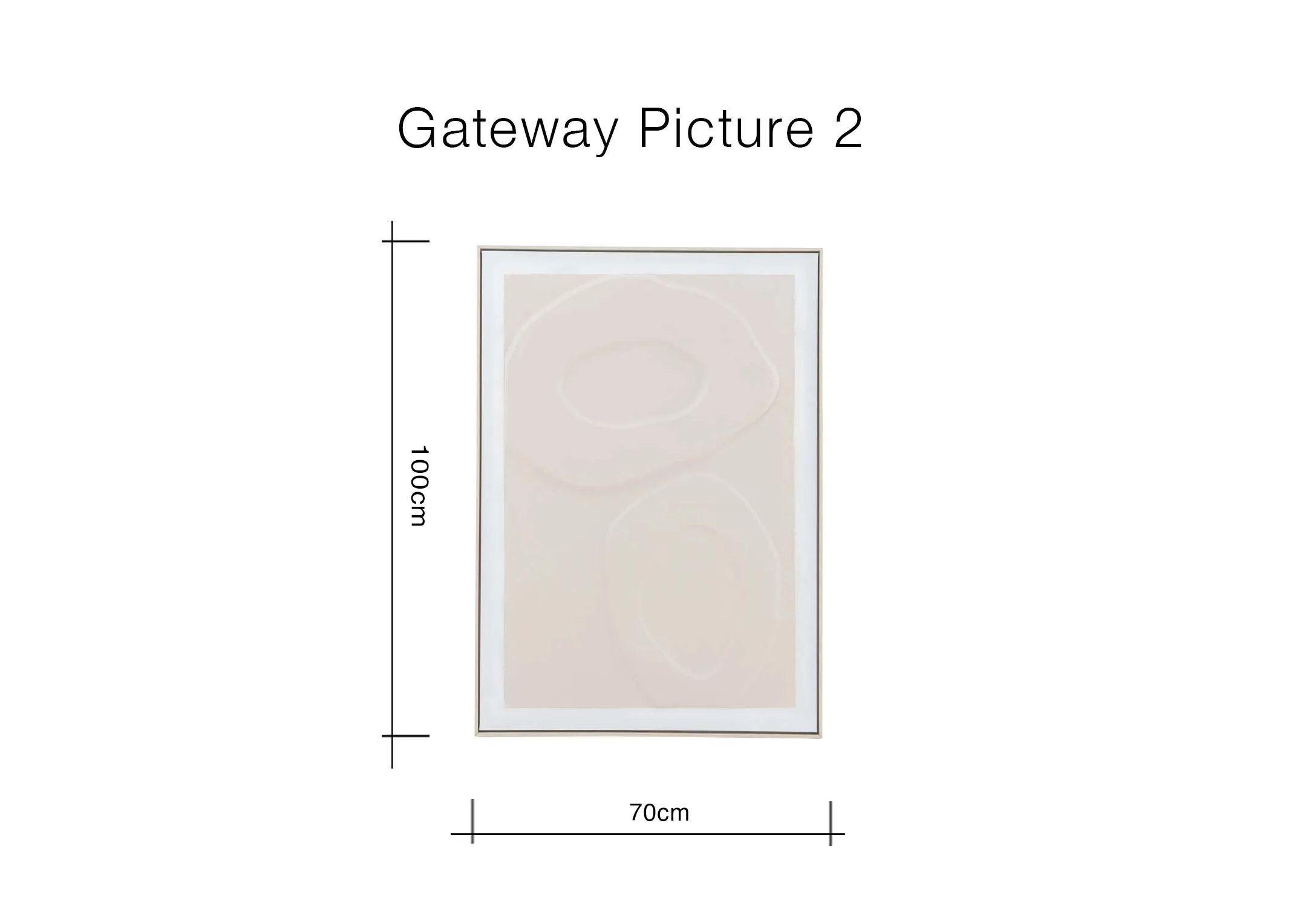 A dimension image of the Gateway 2 Print with 70cm x 100cm