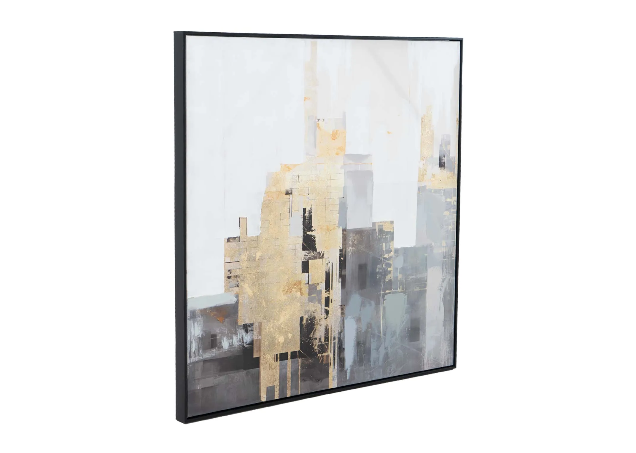 An angled view of the square Lifted I print. Side shows black frame
