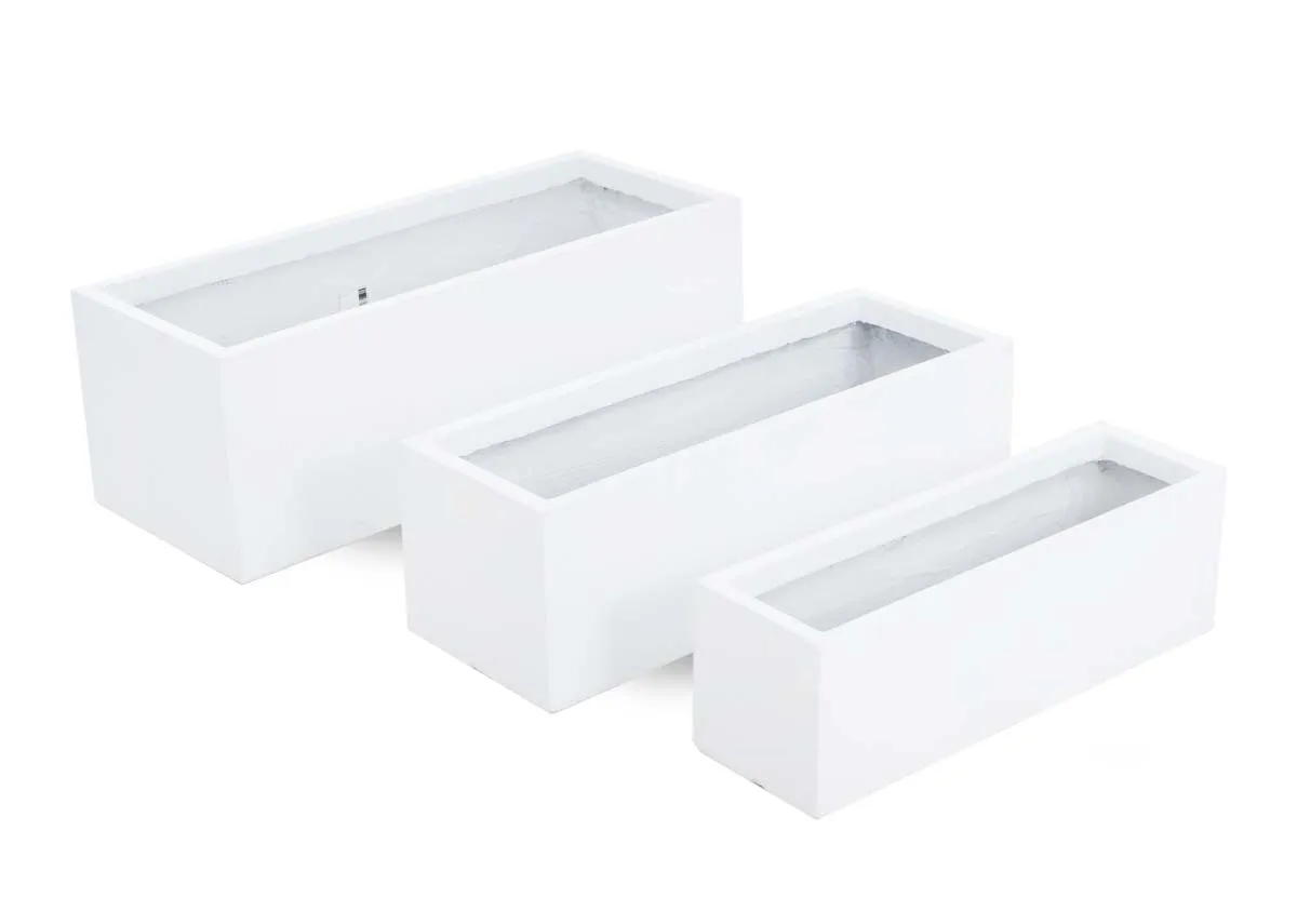 Set Of 3 White Rattan Clay Planter - Forli - EZ Living Furniture