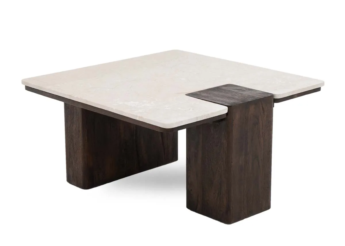Cream Marble Top Square Coffee Table - Windsor