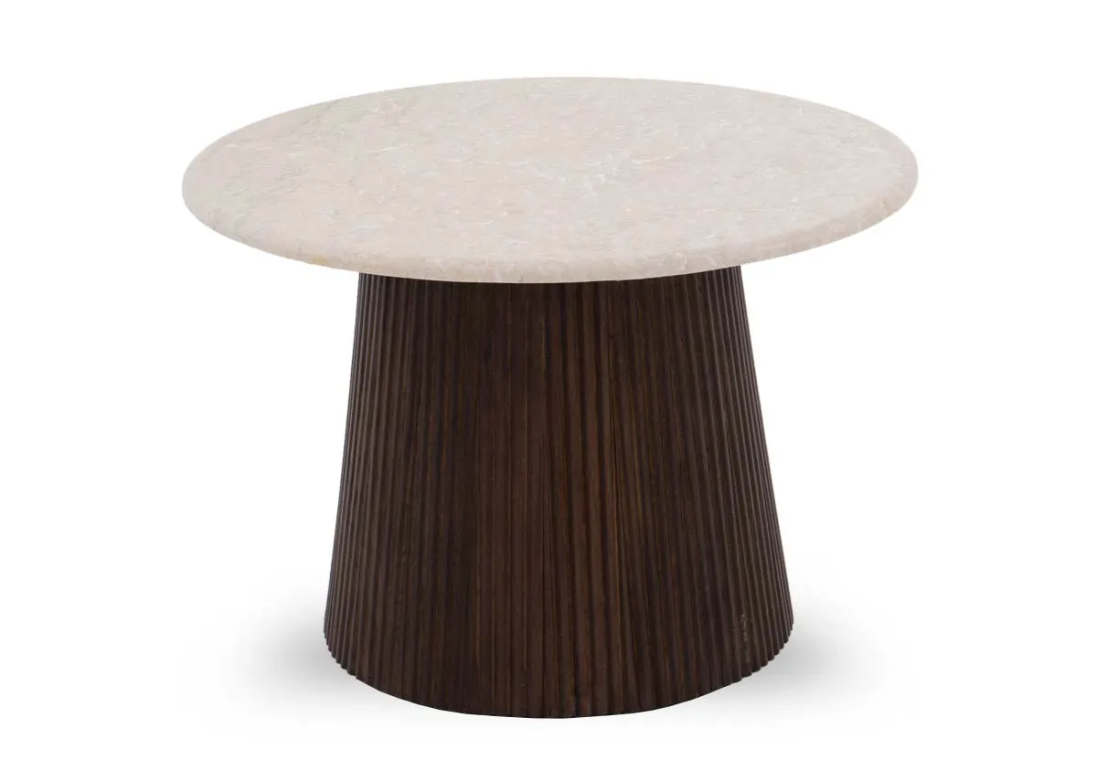 Round Cream Stone Top Side Table - Kira