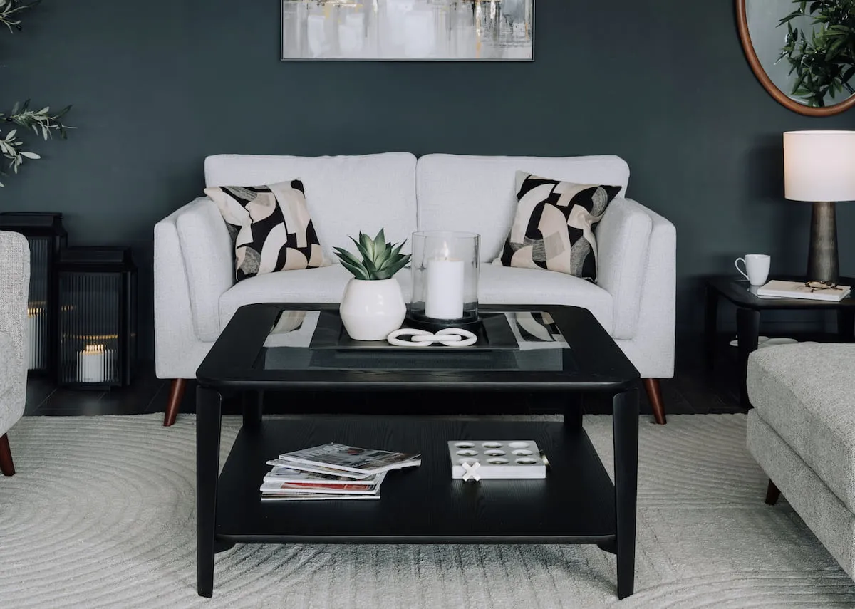 Black Coffee Table with Glass Top - Lana