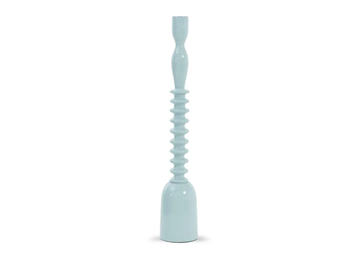 Large Light Blue Candle Holder - Ridge