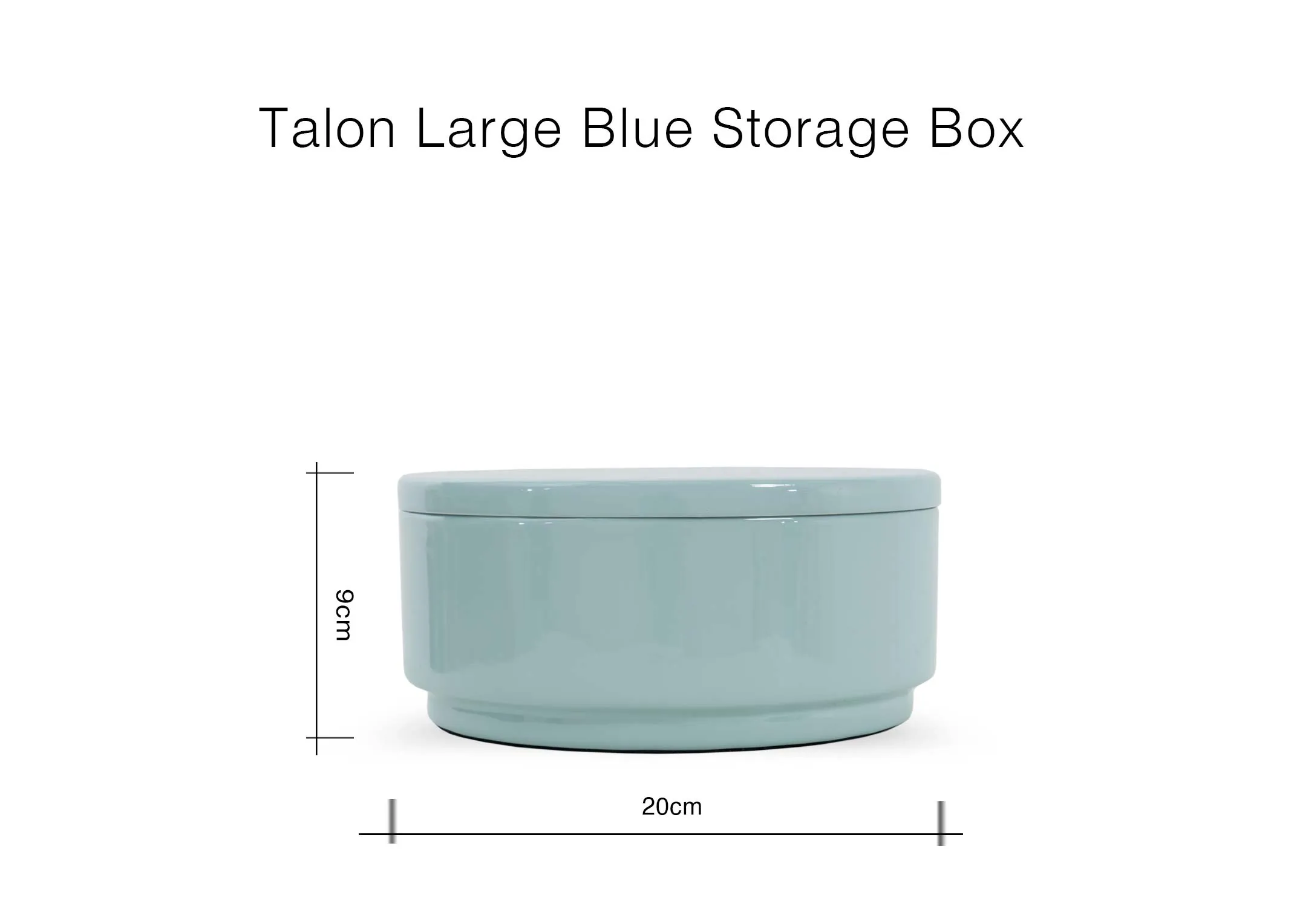 A dimension image of the Talon Large Blue Storage Box with 20cm x 8.5cm