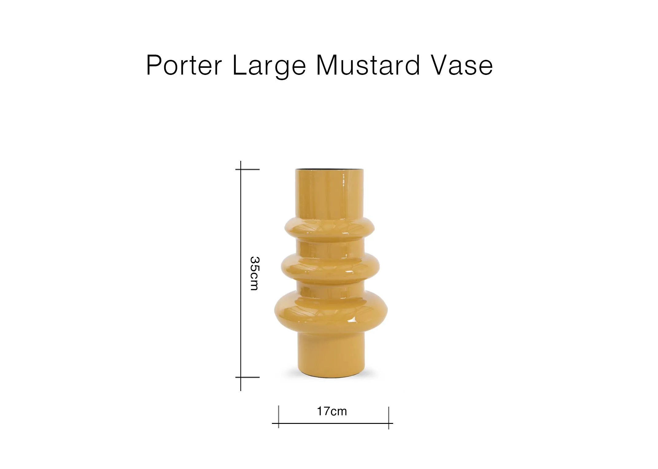 A dimension image of the Porter vase with 17cm x 35cm