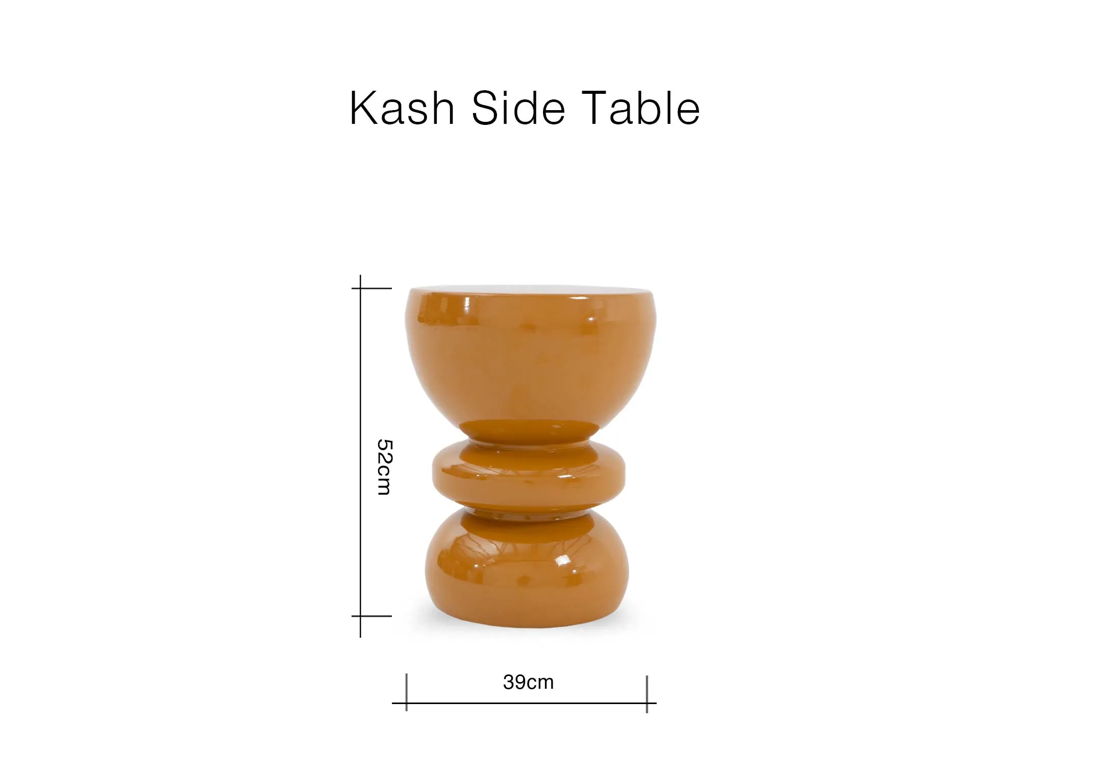 A dimension image of the Kash Side Table with 39cm x 52cm