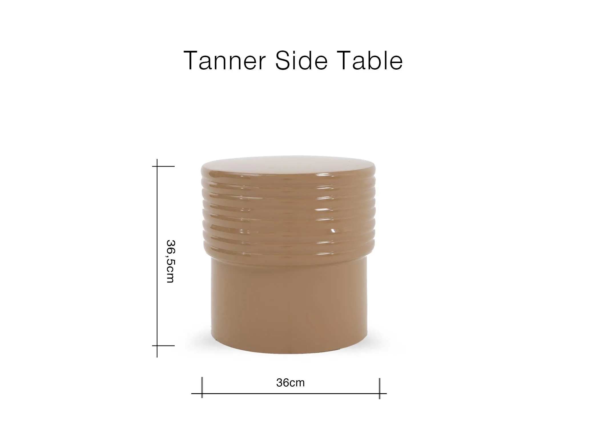 A dimension image of the Tanner Side Table with 36cm x 36.5cm