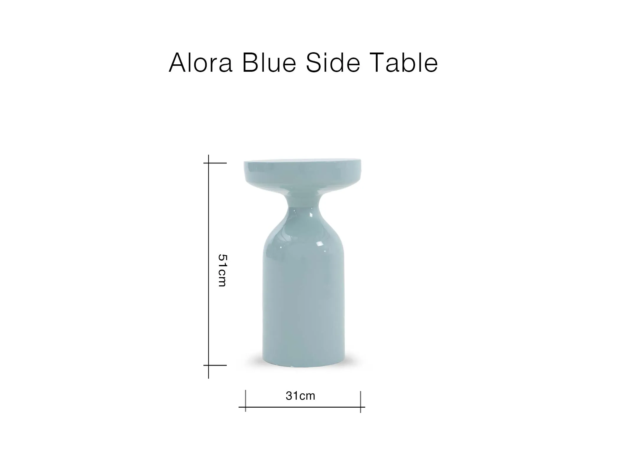 A dimension image of the Alora side table with 31cm x 51cm