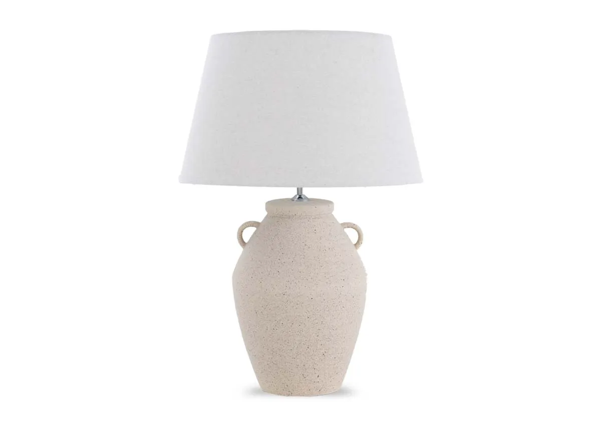 Cream Table Lamp with White Shade - Brosna
