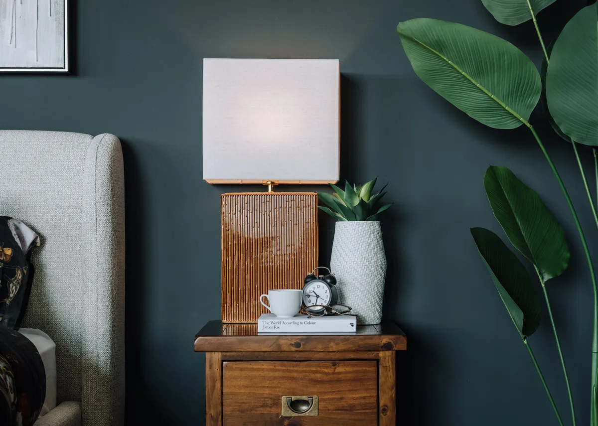 Brown Table Lamp with White Shade - Dee