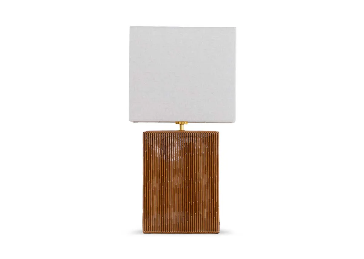 Brown Table Lamp with White Shade - Dee