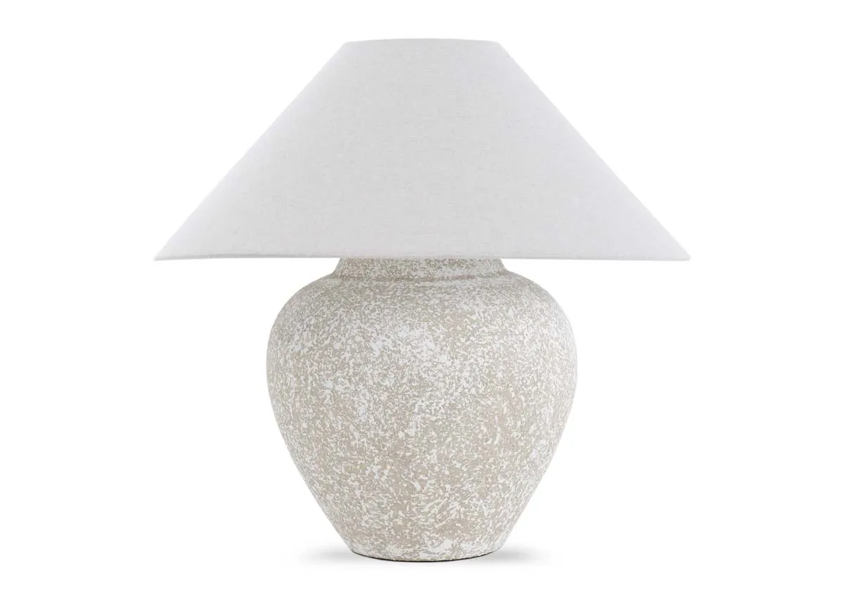Beige Table Lamp with White Shade - Moyola