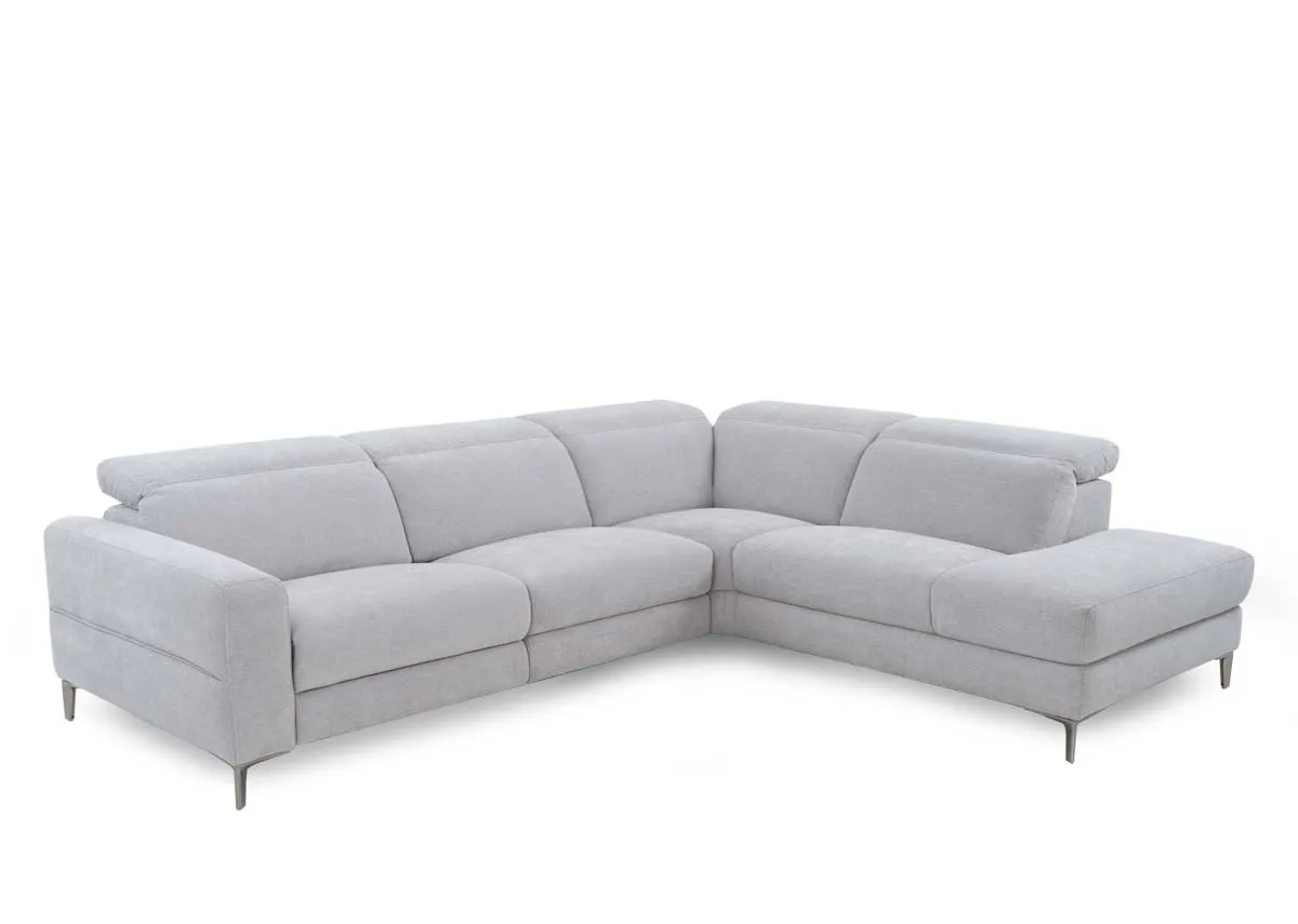 Silver Fabric RHF Corner Chaise with Electric Recliner - Vancouver