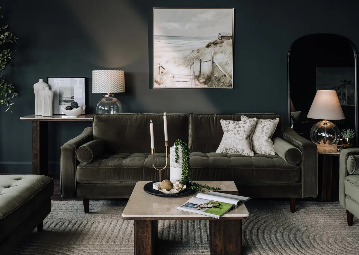 3 Seater Green Velvet Sofa - Genoa