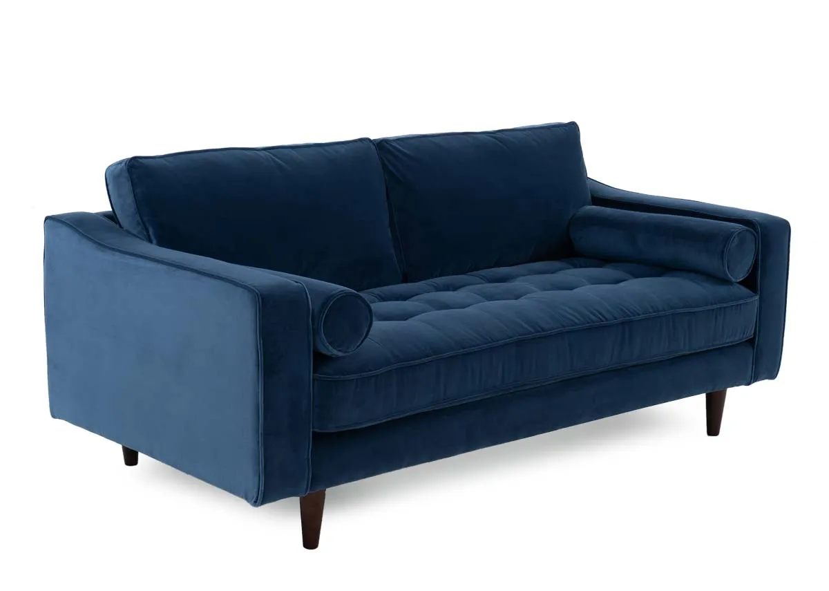 3 Seater Blue Fabric Sofa - Genoa